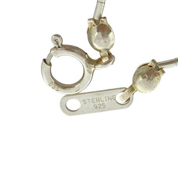 Multicolor Cat's Eye Beaded Necklace | Sterling Silver 925 | 15.75" - Picture 4 of 5